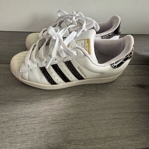 Adidas Superstar white black snakeskin stripes